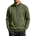 thumbnail image 5 of Mens Solid Quarter Zip Stand Collar Pullover, Long Sleeve Casual Sweatshirt with Front Pocket, Comfort Lightweight Tops, 5 of 6