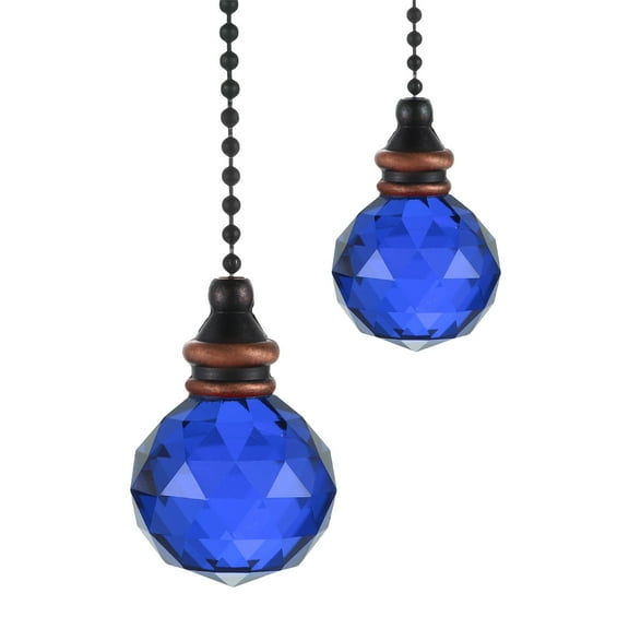 Uxcell 2Pack Ceiling Fan Pull Chain, 12" Crystal Pendant Pull Chain Extension, Dark Blue