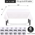 thumbnail image 2 of white 7 pack premium disposable plastic table cover 54 x 108 inch - waterproof disposable tablecloths for rectangle tables up to 8 ft in length - indoor or outdoor use - party table cloths, 2 of 5
