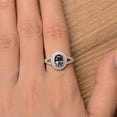 thumbnail image 4 of halo lab alexandrite ring engagement ring June birthstone 14 K White Gold ring oval cut gemstone ring, 4 of 4
