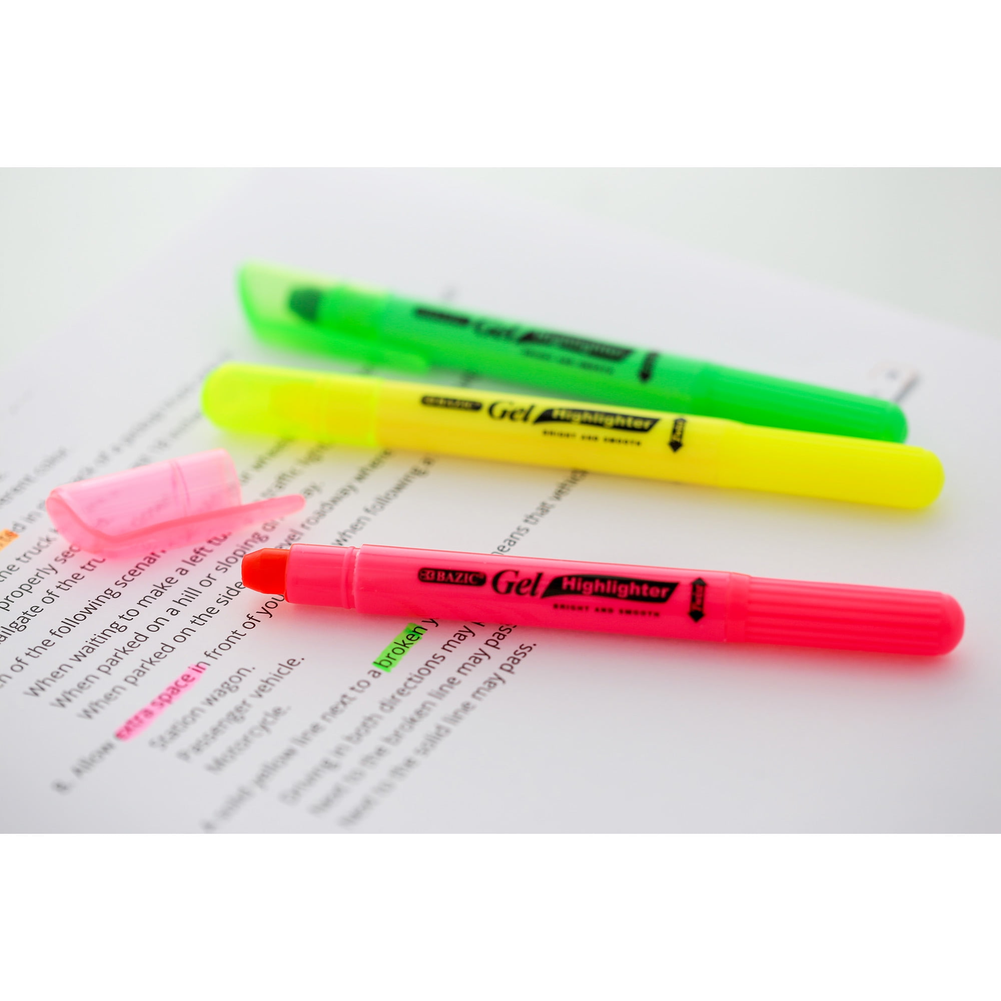 BAZIC Highlighter Gel Pen Neon Bible Highlighters Assorted Color (5/Pack), 12-Packs