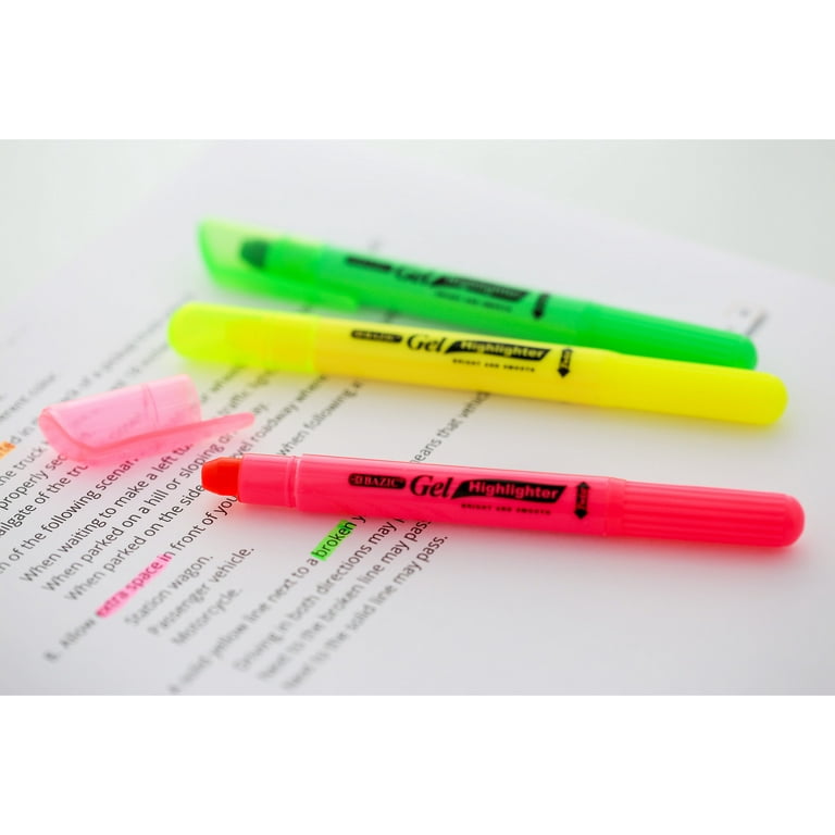 BAZIC Highlighter Gel Pen Neon Bible Highlighters Assorted Color (5/Pack),  1-Pack 