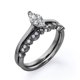 thumbnail image 4 of JeenMata Anillo Solitario de Talla Marquesa de 1,75 Quilates Conjunto de Boda Festoneado Estilo Art Déco: Baño de Oro Negro de 18 K sobre Plata (Personaliza la Banda de Tu Anillo de Bodas), 4 of 6