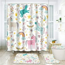 Gamer Boys Girls Bathroom Set with Shower Curtain and Rugs Accessories, Cute Kids Shower Curtain Set, Computer Child Play Game Shower Curtain for Bathroom, Level Up Bathroom Decor 4 Pcs
