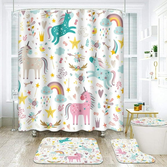 Gamer Boys Girls Bathroom Set with Shower Curtain and Rugs Accessories, Cute Kids Shower Curtain Set, Computer Child Play Game Shower Curtain for Bathroom, Level Up Bathroom Decor 4 Pcs