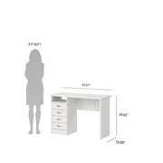 Tvilum Warner 4 Drawer Office Desk with 1 Shelf for Adults, White Finish