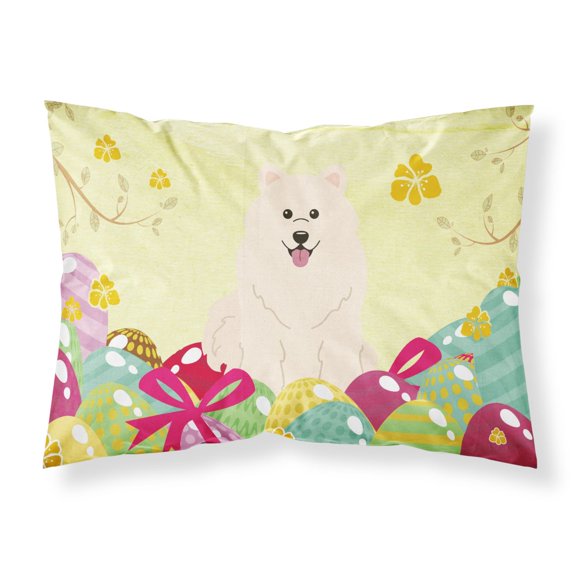 Carolines Treasures BB6030PILLOWCASE Easter Eggs Samoyed Fabric Standard Pillowcase Standard multicolor