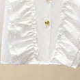 thumbnail image 4 of TEAJOPSUU Girls Ruffle Trim Button Down Shirt Kids Long Sleeve Ruffled Mock Collar Shirt Cute Uniform Tops 4-15 Years F-White, 4 of 4