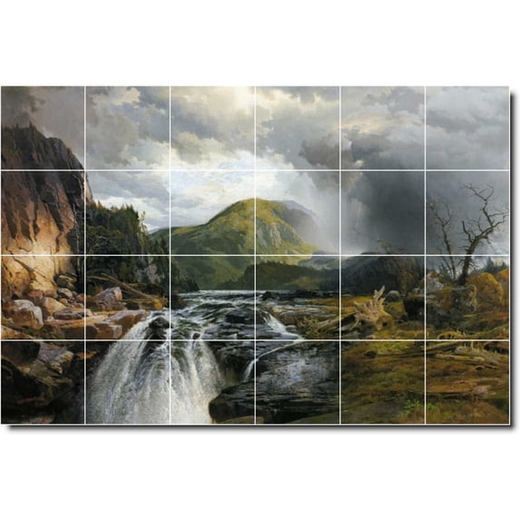 Ceramic Tile Mural-Thomas Moran Landscapes Painting 580. 36" w x 24" h using (24) 6 x 6 ceramic tiles