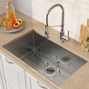 KRAUS 30-inch 16 Gauge Standart PRO Kitchen Sink Combo Set with Bolden 18-inch Kitchen Faucet and Soap Dispenser, Chrome Finish