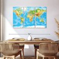 thumbnail image 3 of Elephant Stock Physical World Map Wall Art - Horizontal Multi Panel Canvas - Living Room Wall Decor - Map Multi Panel - Blue And White Decor - 57" x 36", 3 of 8