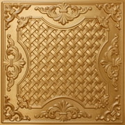 Dundee Deco's Rustic Gold Traditional Glue Up/Drop In Ceiling Panels, 2 ft. X 2 ft. (4 sq ft.) each, Pack of 50