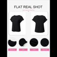thumbnail image 4 of Blusas de Verano para Mujer, Camisetas de Cuello Redondo y Corta, Camisas de Trabajo Informales con Textura, Blusas Holgadas Negro M, 4 of 7