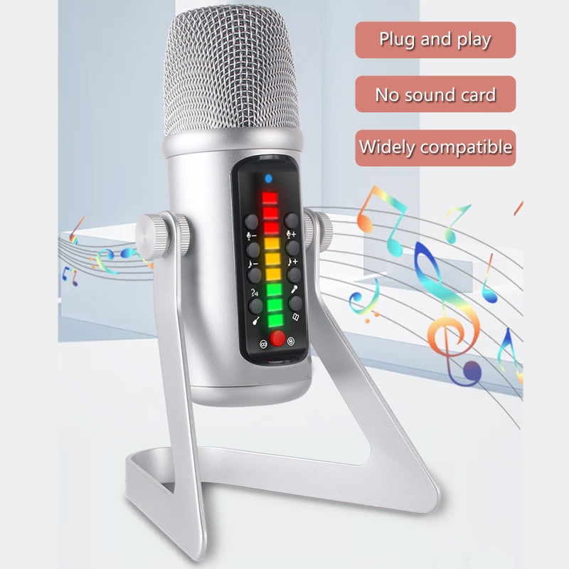 JY-U14 USB Condenser Mic Professional Gaming Capacitor Microphone Kit with Desktop Stnad Type-C Cable for Interview Chat