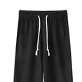 thumbnail image 4 of LEKWK Linen Pants Men Baggy Fit Elastic Drawstring Waist Trousers with Pockets Lightweight Loose Fit Casual Wide Leg Pants Summer Beach Vacation Outfits, 4 of 5