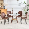 thumbnail image 5 of Hi loPres 5-Piece Dining Table Set for 4, 31.5" White Round Desk with Storage Basket, Four Reddish-Brown PU Chairs, Modern Apartment Kitchen, 5 of 10