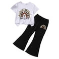 thumbnail image 4 of Nwiuh Girls Clothes 2 Piece Short Sleeve Lace Bow Print Tops Flared Pants Set Little Girl Outfits (A, 6-7 Years), 4 of 4