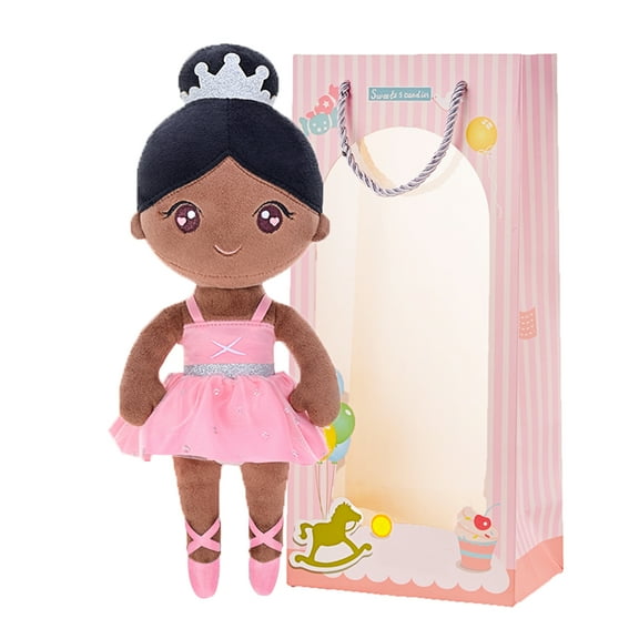 Gloveleya Ballet Dolls Baby Girl Gifts Plush African American Ballerina Doll Bronze 13" with Gift Box