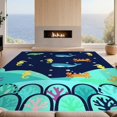 thumbnail image 2 of Design&I 5'x7' Washable Area Rug Whale Turtle Crab Coral Reef Cartoon Underwater Marine Motif for Dining Room, Under Table, Home Office, Snag-Free, Skid-Resistant, 2 of 7