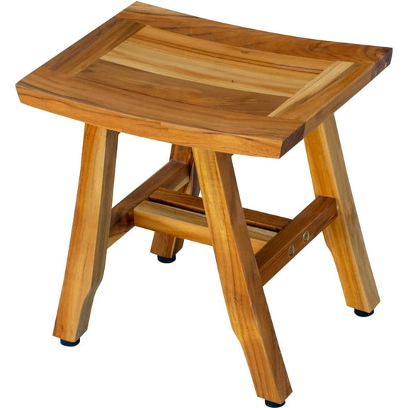 Compact Curvilinear Teak Shower / Outdoor Bench in Natural Finish