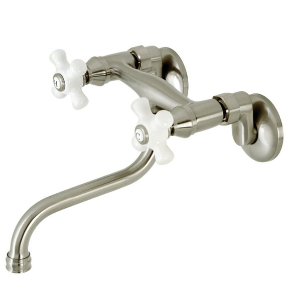Kingston Brass KS616SN Wall Mount Bathroom Faucet, Brushed Nickel