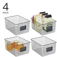 thumbnail image 2 of mDesign Large Steel Kitchen Organizer Basket - Label Slot, 4 Pack, Matte Black, 2 of 9