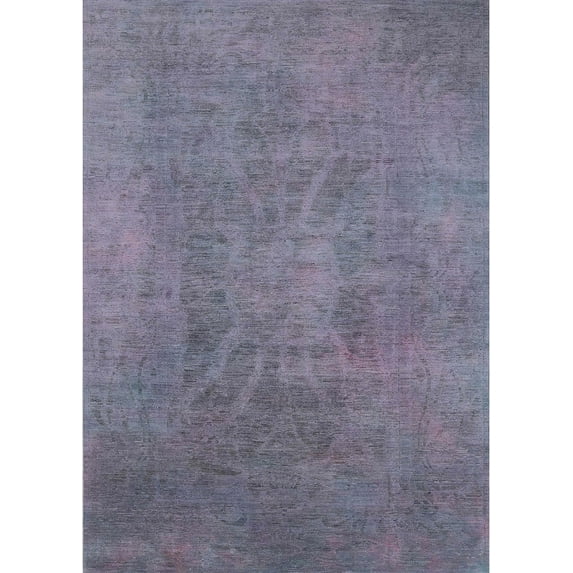 Ahgly Company Indoor Rectangle Mid-Century Modern Mist Blue Oriental Area Rugs, 7' x 9'