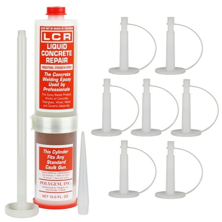 

LCR Injection Epoxy Part A Resin and Part B Hardener with 7 Injection Ports for Repair of Concrete Foundation Cracks Use LCR Repair Paste for Vertical Cracks or Alone on Horizontal Surfaces