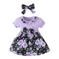 thumbnail image 1 of Sunnyoo Robe à Manches Courtes à Imprimé Floral pour Filles avec Bandeau, 1 of 7