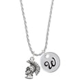 thumbnail image 1 of Delight Jewelry Silvertone Large Trojan - Mascot Silvertone Script Initial Disc - W - Charm Necklace, 20"+3", 1 of 4