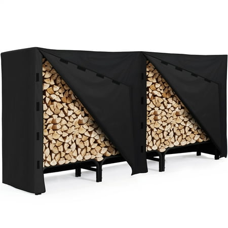 

94.5” Large Metal Firewood Log Rack Holder for Outdoor Patio Balcony Black