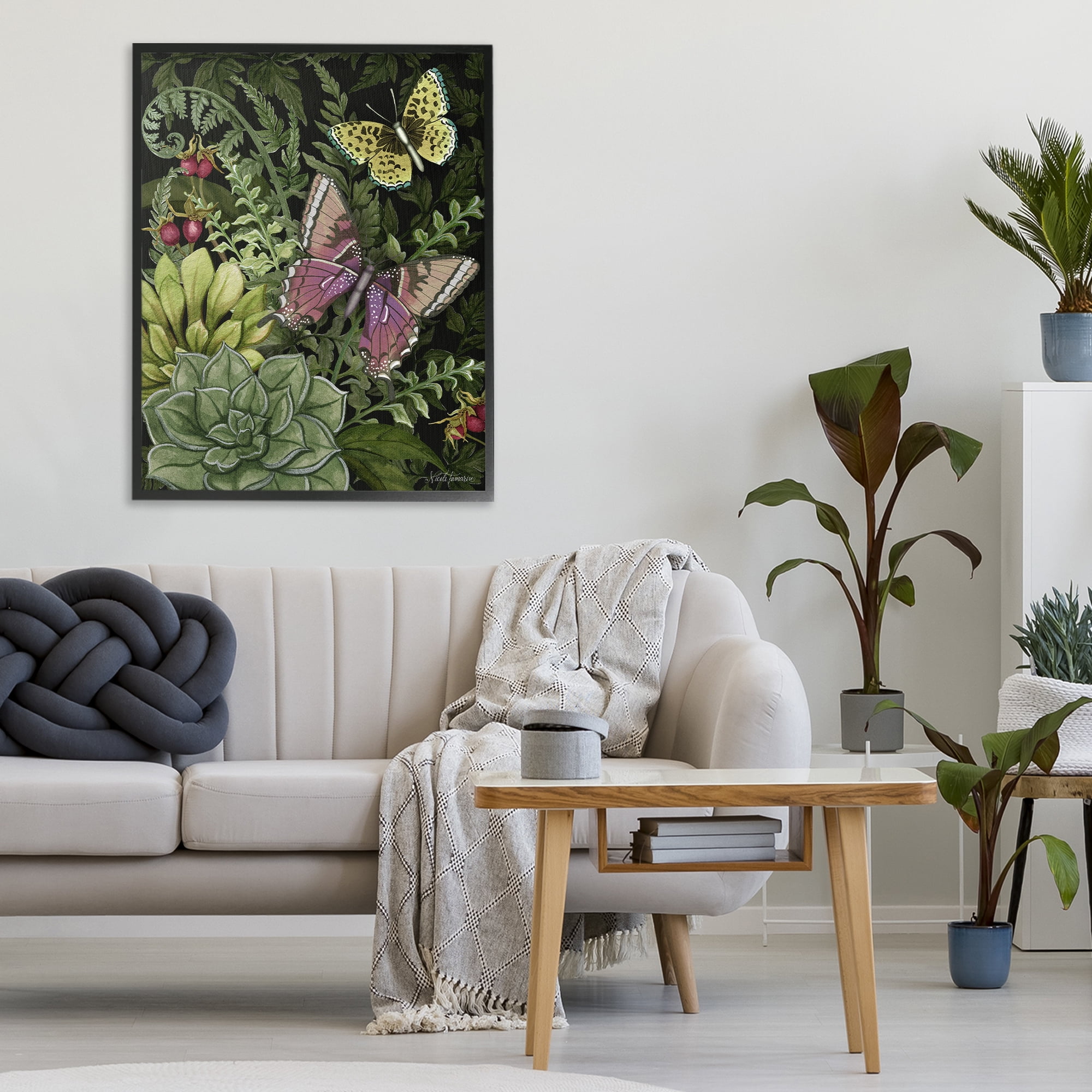 Stupell Industries Dark Succulents Midnight Garden Black Framed Giclee Art, design by Nicole Tamarin