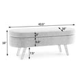 thumbnail image 2 of Oval Storage Ottoman Bench with Rubber Wood Legs,Cyan, 2 of 11