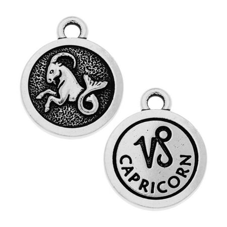 - TierraCast Zodiac Charm Collection, Capricorn Symbol 19x15.25mm, 1 Piece, Antiqued Silver Plated