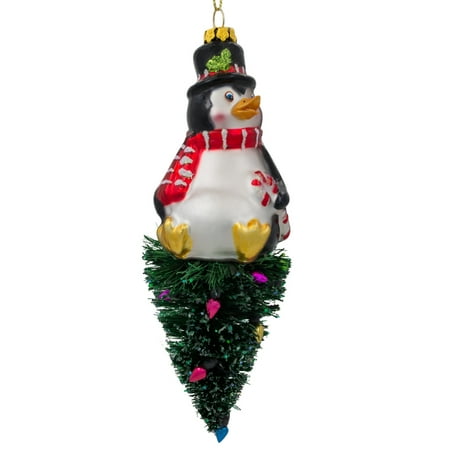6 quot penguin on an upside down tree blown glass ornament 6 quot penguin on an upside down tree blown glass ornament
