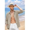thumbnail image 3 of COOFANDY Mens Casual Beach Button Down Shirts Long Sleeve Cuban Camp Guayabera Shirts, 3 of 7