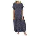 thumbnail image 2 of EIMELI Robe Décontractée pour Femmes Robe Décontractée pour Femmes à Pois Manches Courtes Col Rond Robe Maxi Vêtements pour Femmes G Noir, 2 of 3