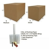 uBoxes Basic Moving Boxes Kit #1 + Supplies 18 Moving Boxes, Bubble ...