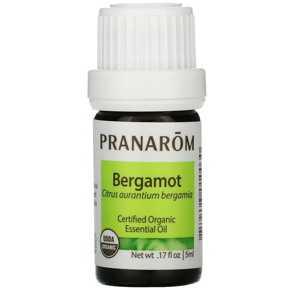 Pranarom USDA Certified Organic Bergamot Essential Oil (5ml), 100% Pure Undiluted Therapeutic Grade from Italy for Aromatherapy, Diffuser, Uplifting Scent, Immune Support, Relaxation, Sleep