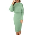 thumbnail image 4 of Women Suitable Knitted Dress Long Winter Dress Two Piece Suit Pullover Long Suit Dress Top and Dress Bodycon Jacket with Slits 2 Piece Set Midi Dress Knitted Dress Set, 4 of 8