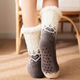 thumbnail image 5 of Lovskoo Mid-Calf Fuzzy Fluffy Socks for Women Girl Christmas Printing Socks Fuzzy Slipper Socks Winter Warm Sleeping Non-Slip Plush Comfy Socks Dark Gray, 5 of 7