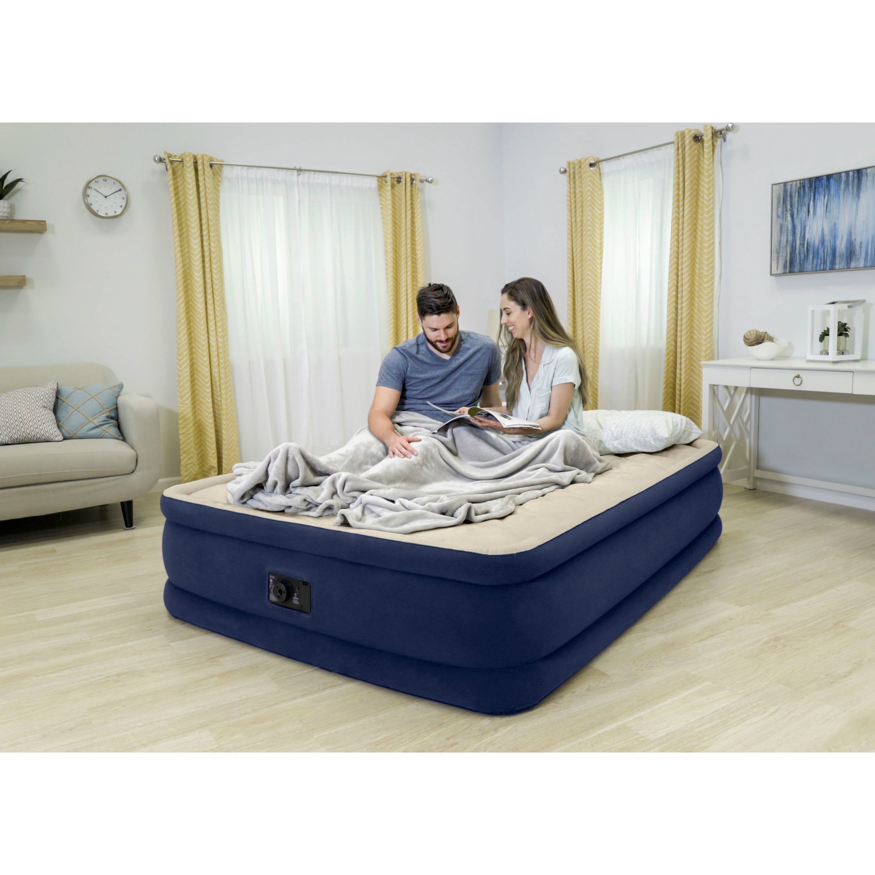 Intex Dura-Beam 18 in Waterproof Air Mattress, with Built-in Pump, Queen