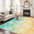 thumbnail image 3 of Teal Yellow Ombre Coastal Area Rug 5x7 Washable Rug Non Slip Sea Nautical Summer Beach Starfish Coral Large Area Rug Soft Stainresistant Indoor Floor Carpet for Bedroom Home Office Dining Room, 3 of 8