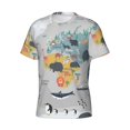 thumbnail image 3 of Rocae The World Map with Cartoon Animals for Men's Moisture-Wicking Crew Tee - T-Shirt for Sports, Outdoor Activities, and Casual WearXX-Large, 3 of 9