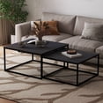 thumbnail image 5 of Chnnmbrn Coffee Tables, 2 Piece Set Square Nesting Table for Living Room, Black, 5 of 6