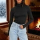 thumbnail image 2 of Camisas de vestir para mujer,Blusa informal de terciopelo de manga larga para mujer, cuello alto, poliéster con lentejuelas, largo regular para uso diario, sopatenor, 2 of 9