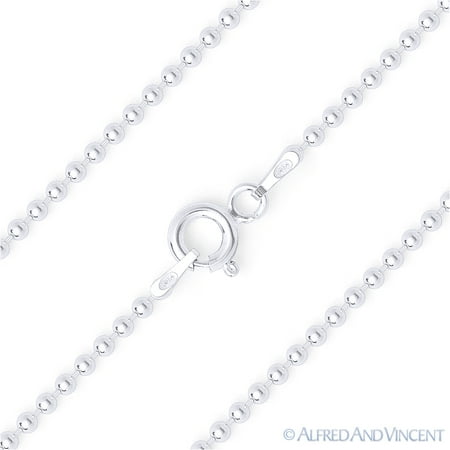 Chain Link Cable Beads - 1.5mm Polished Ball Bead Link Italian Chain Necklace in .925 Sterling Silver