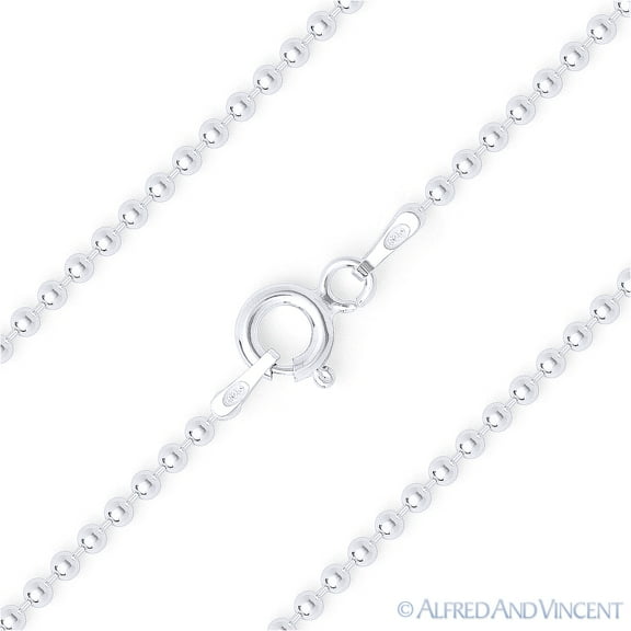 1.5mm Polished Ball Bead Link Italian Chain Necklace in .925 Sterling Silver