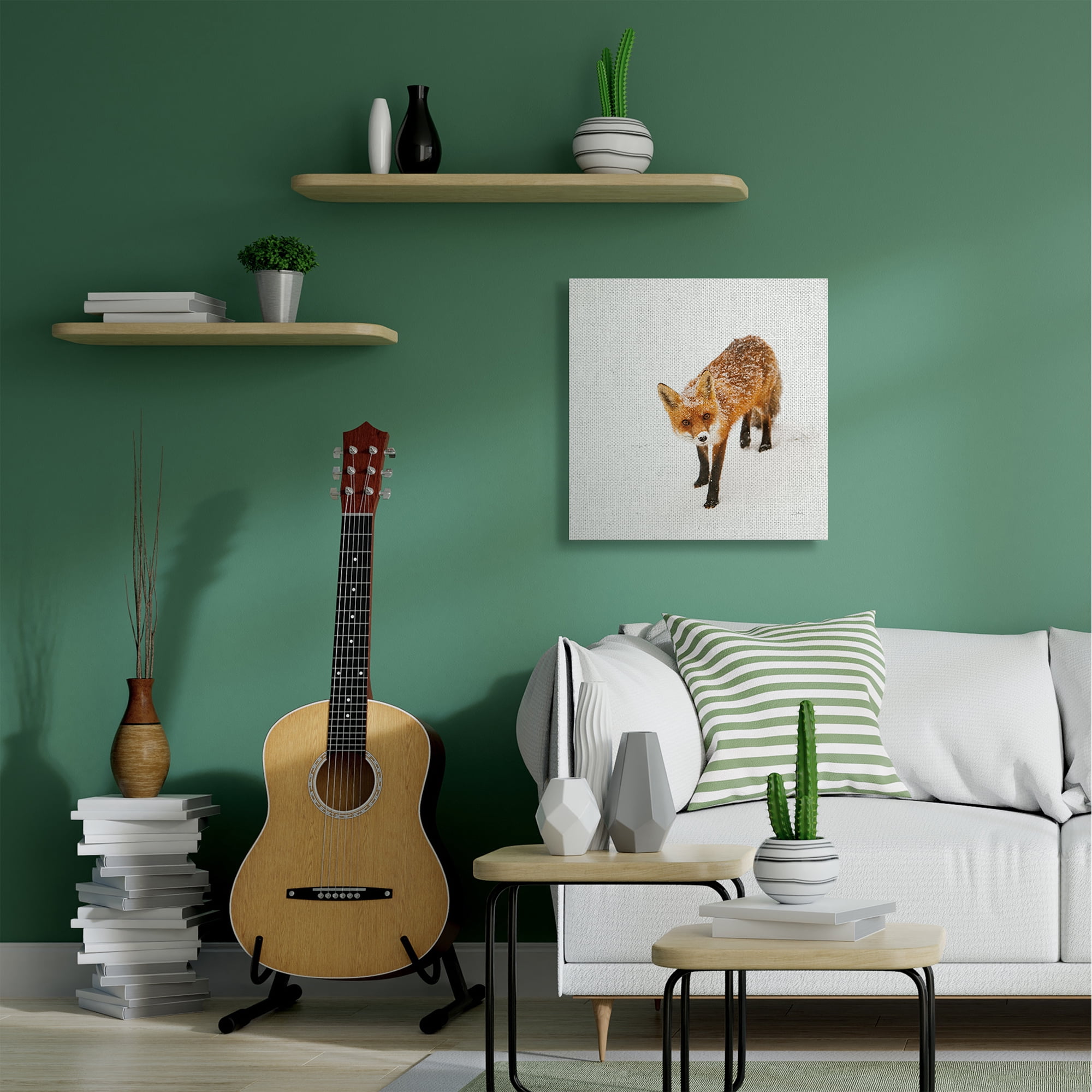 Red Fox Winter Snow Animal 30 in x 30 in Photography Canvas Art Print, by Stupell Home Décor