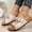 Beige, variant on Womens Platform Versatile Rivet Belt Buckle Sandals, Genuine Leather Cork Footbed Slides with Memory Foam Arch Support, 2026 Vacation Essentials Summer Flat Sandals